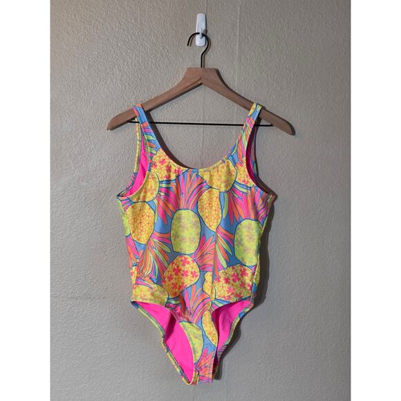 Chubbies Women's One Piece Swimming Suit SZ XL Pineapple Beach Vacation - Picture 1 of 6